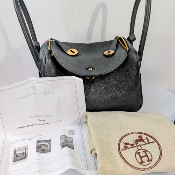 Hermes Black Taurillon Clemence Leather Lindy 26 - Picture 2 of 16